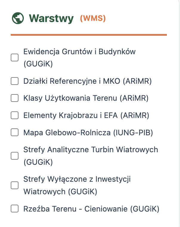 Panel Warstw WMS